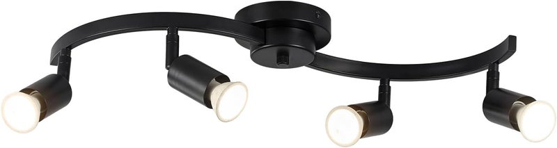 SEEBLEN 4 Light Track Lighting Fixtures,Kitchen Lighting Fixtures Ceiling with Rotatable Light Head,Black Ceiling Spotlight for Dining Room Living Room Bedroom. - Image 1